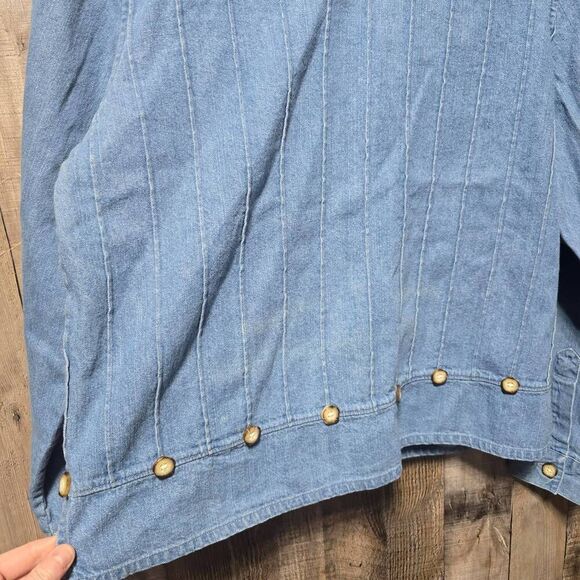 Christopher & Banks Vintage 90s Blue Denim Pleated Top - Picture 2 of 5